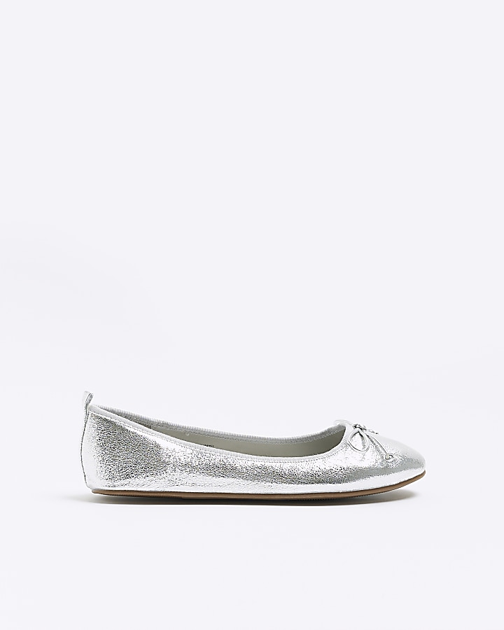 Silver bow ballet pumps