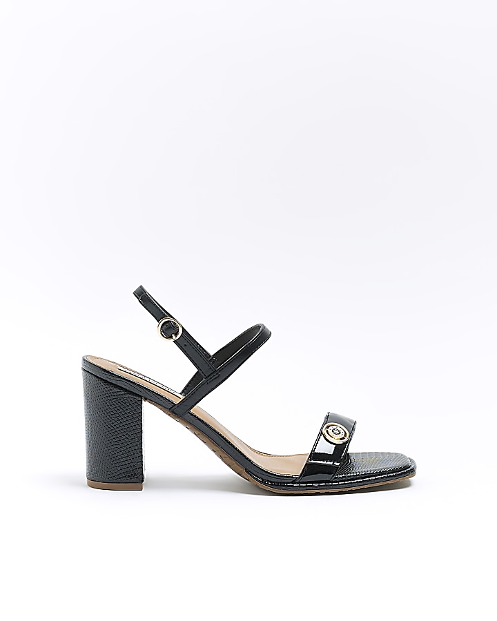 Black wide fit block heel sandals