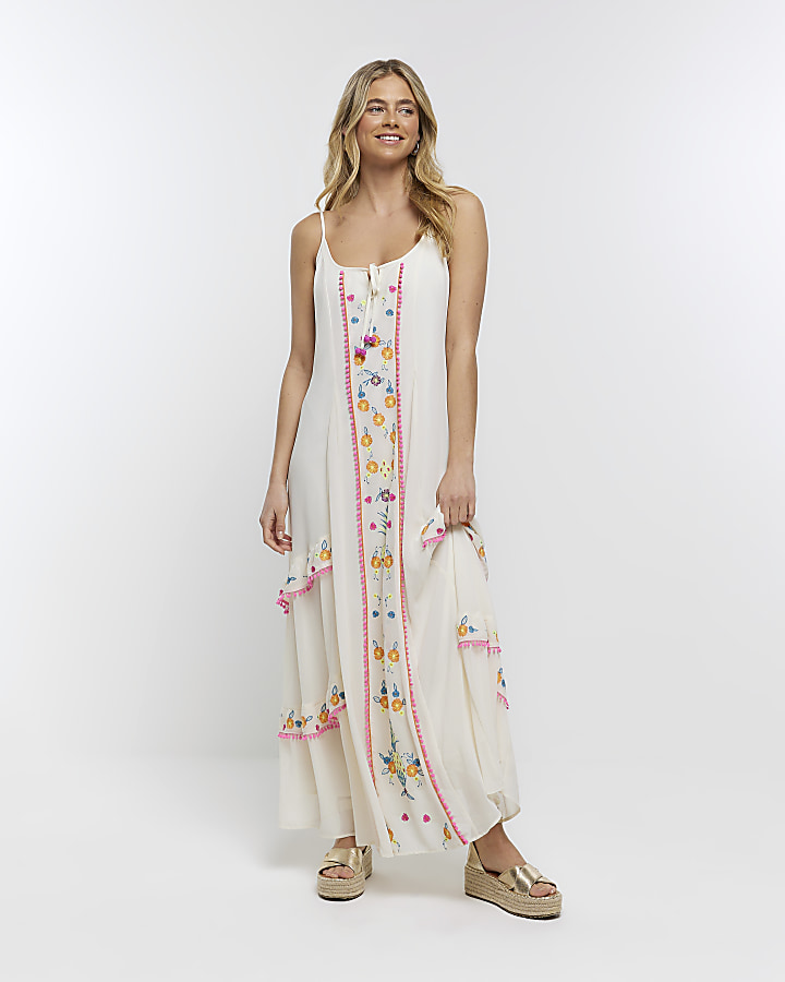 White embroidered maxi dress