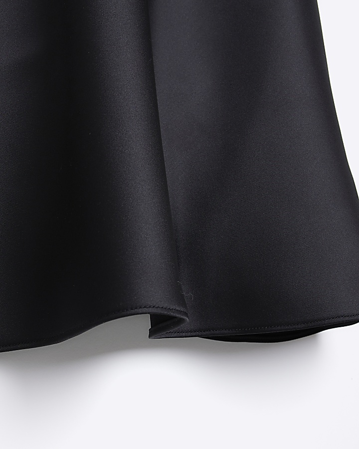 Black satin maxi skirt