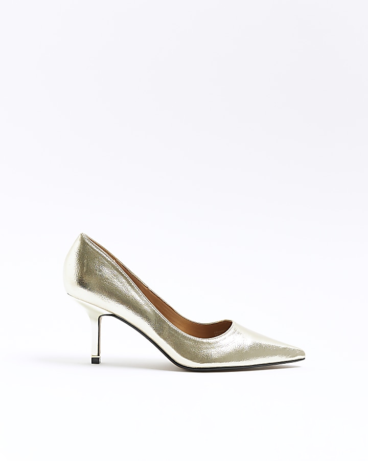 Metallic gold court shoes sale