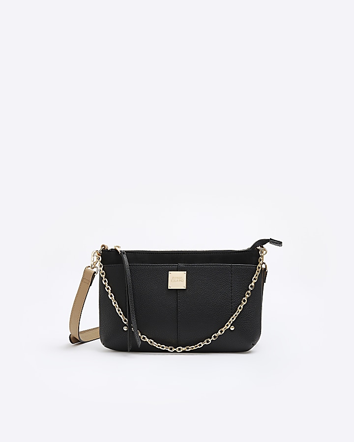 Black chain detail cross body bag