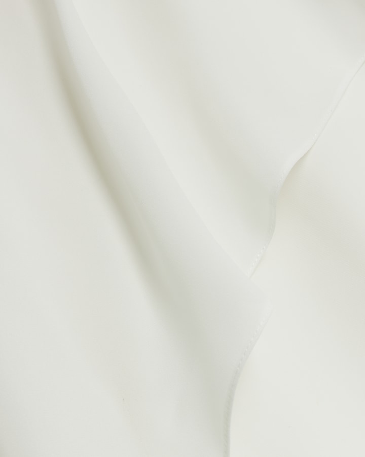White one shoulder drape jumpsuit | River Island