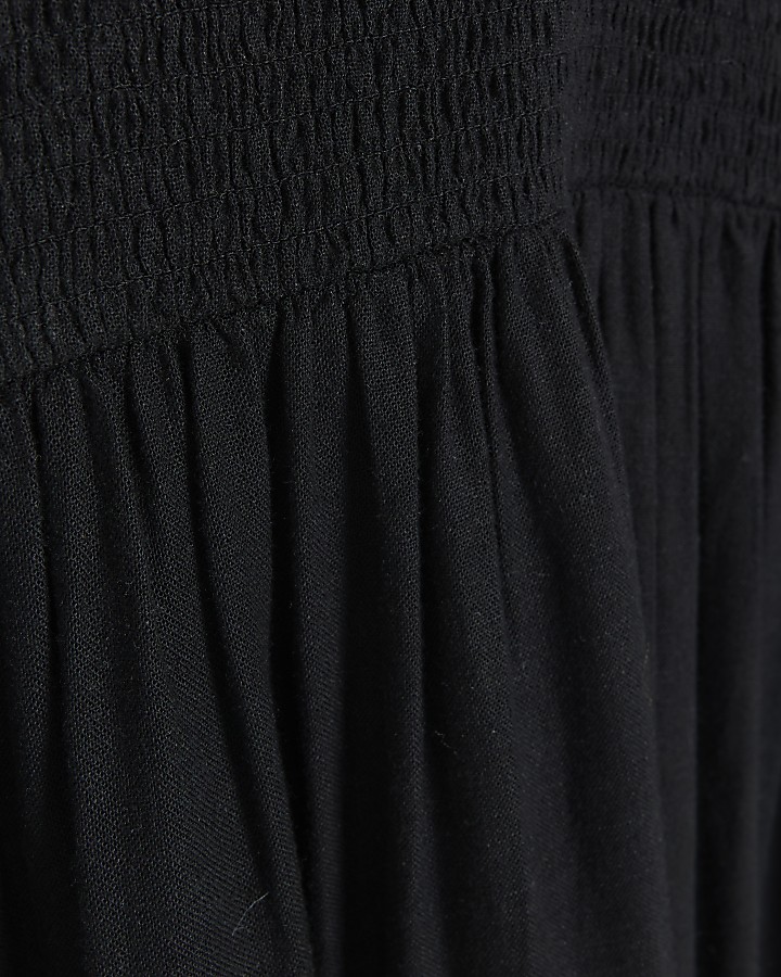 Black midi dress with linen | River Island