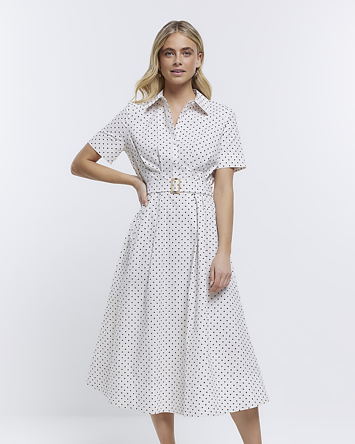 River island swing dress with high best sale neck in polka dot