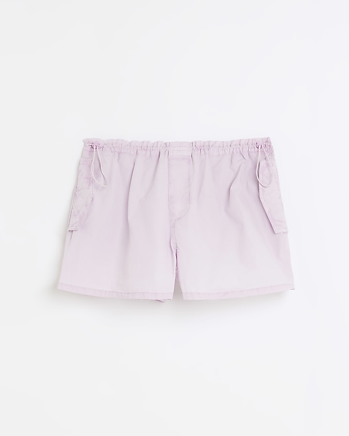 Purple low waist parachute shorts