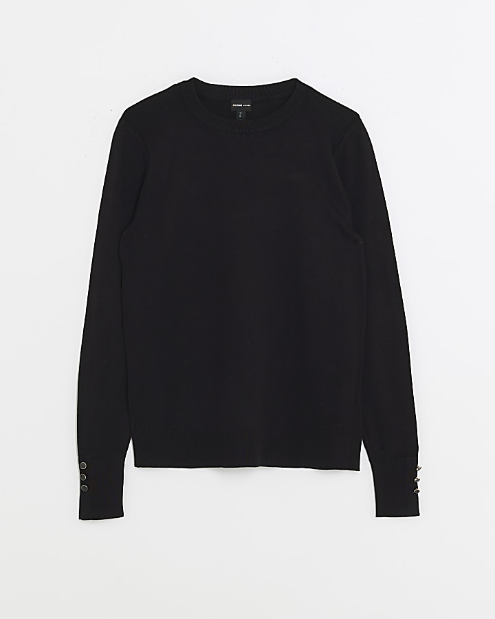 Black knit long sleeve top
