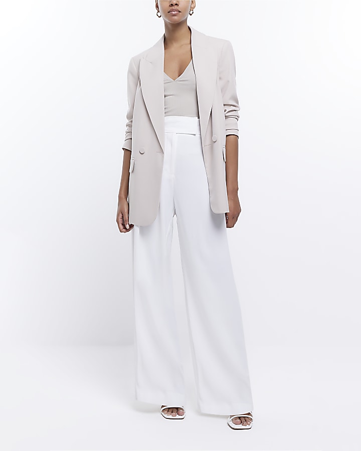 River Island scuba flare pants in white