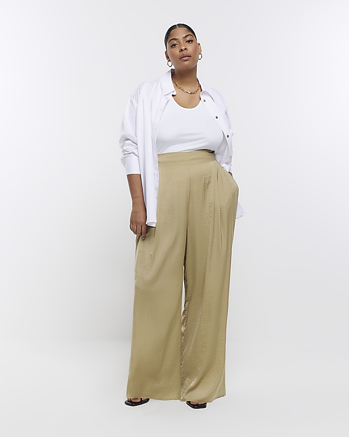 Khaki palazzo sale trousers