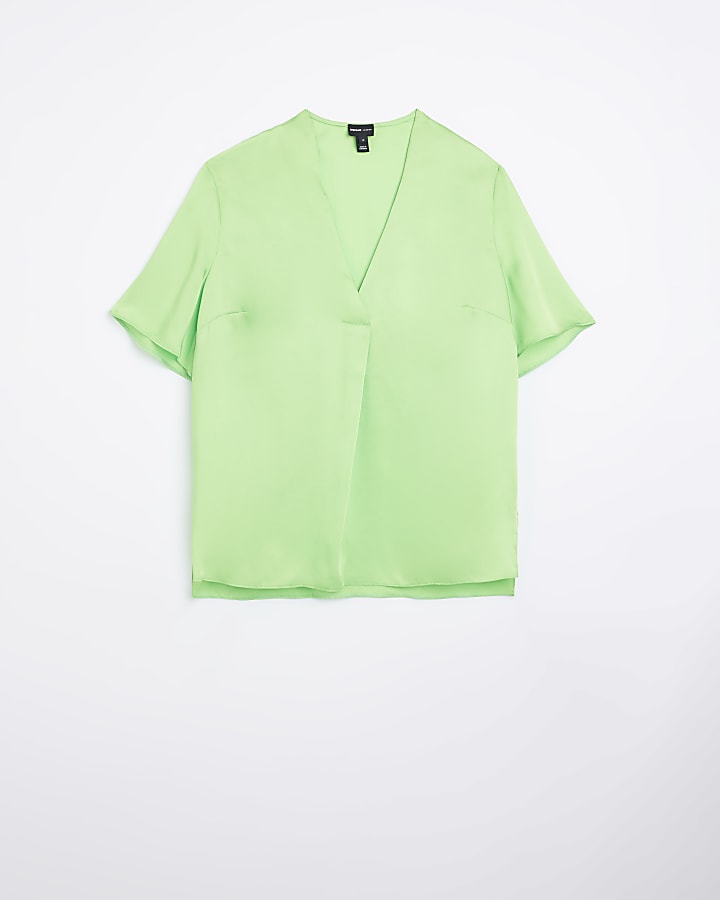 Green satin t-shirt