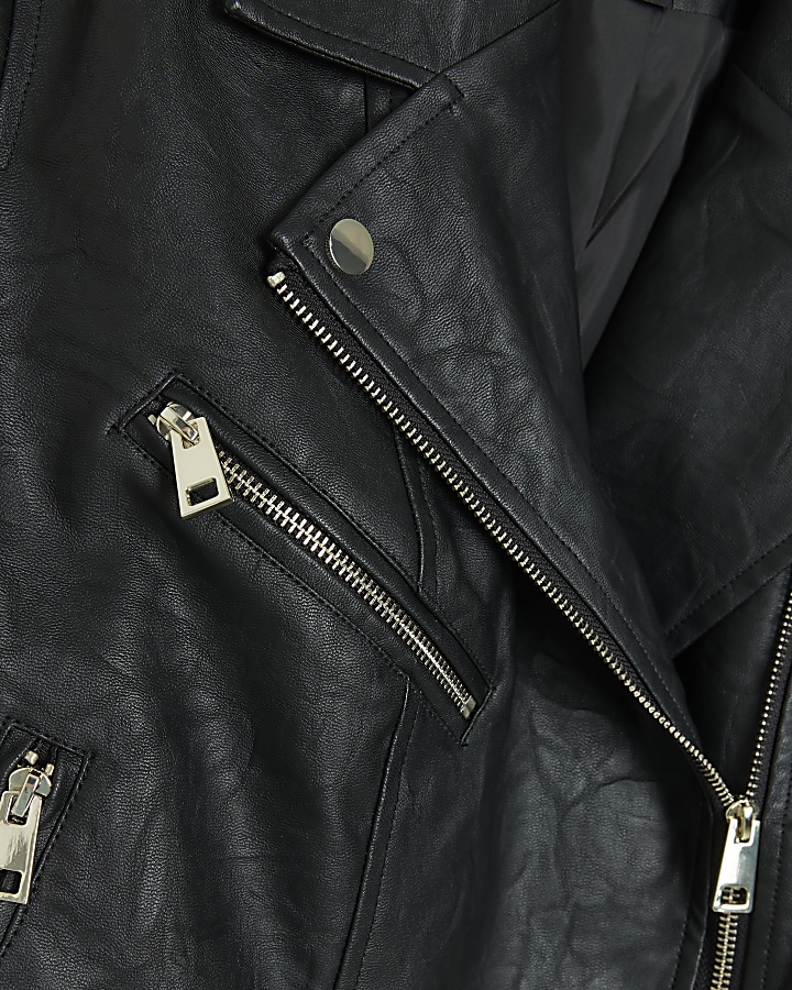Plus Faux Leather Black Biker Jacket