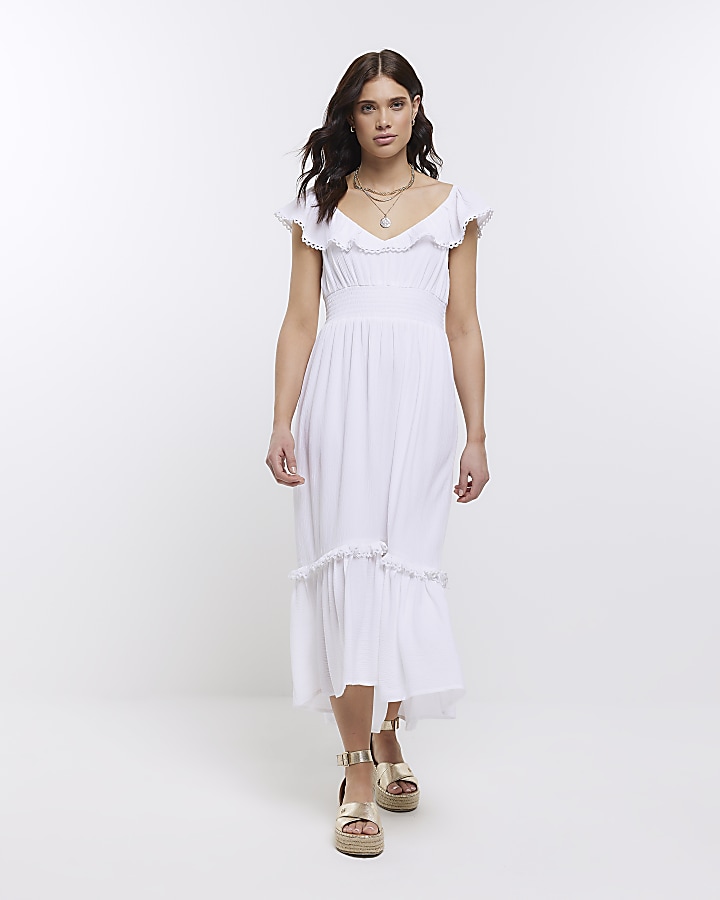 River island store white bardot dress