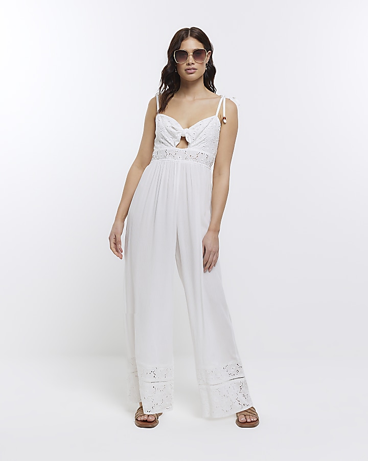 River island store cream jumpsuit