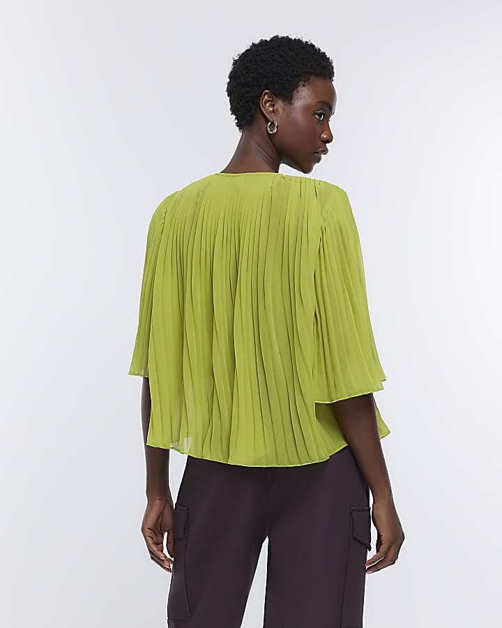Lime pleated blouse