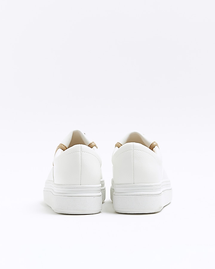 White tassel faux leather trainers