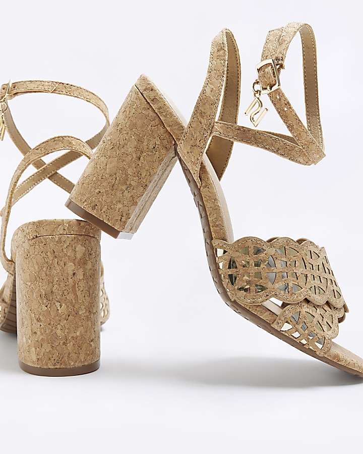 Brown block heeled sandals
