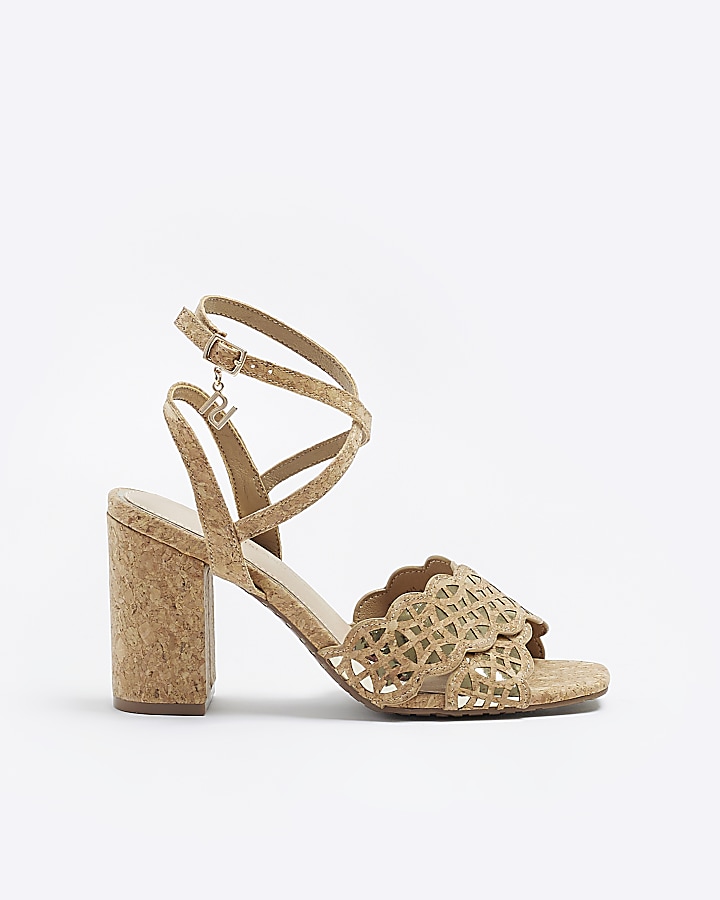 Brown block heeled sandals | River Island