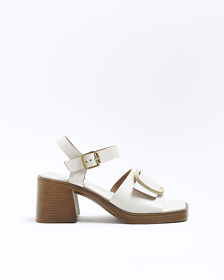 White block heel trim sandals