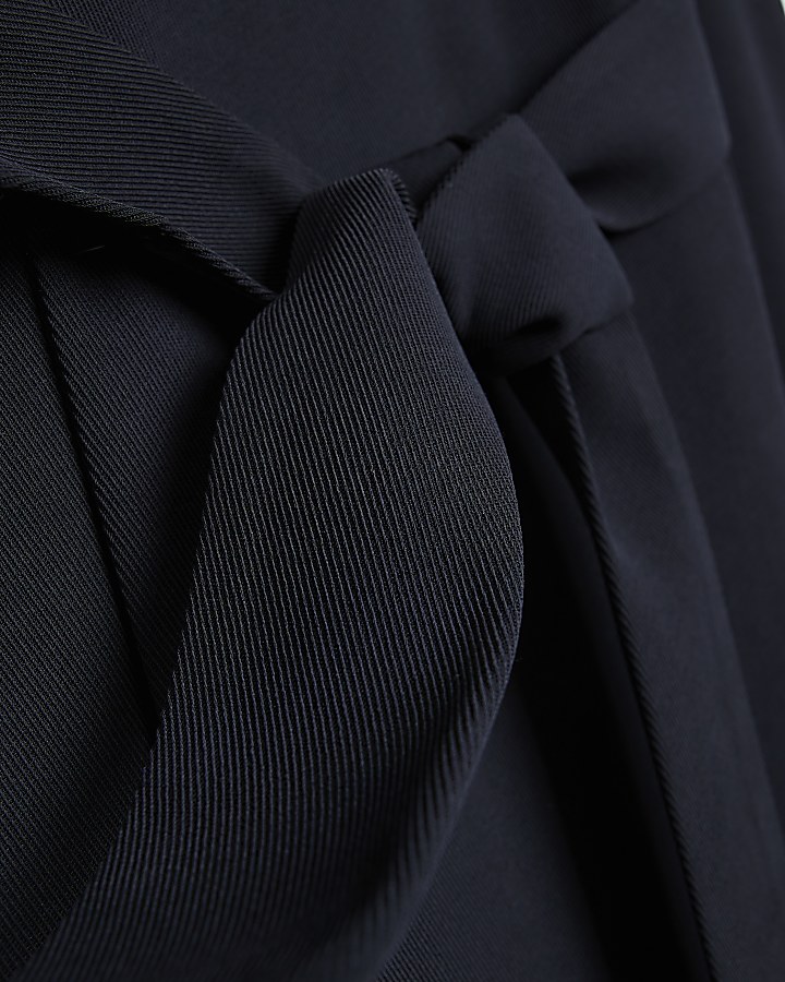 Black Satin Tie Waist Duster Jacket