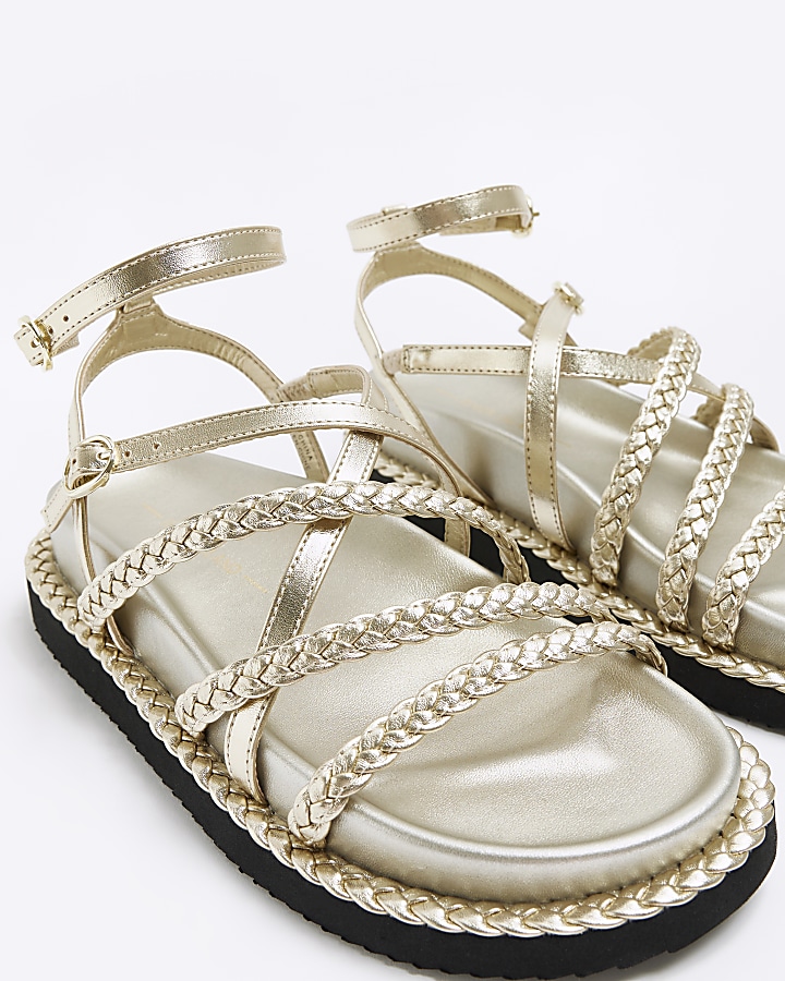 Gold rope flatform sandals