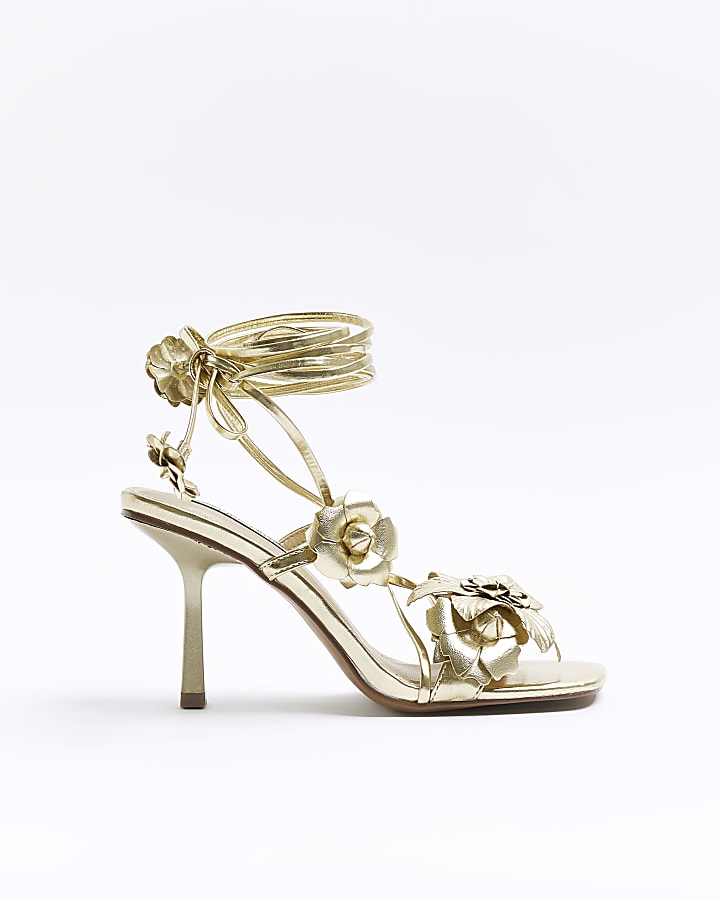 Gold store tie sandals