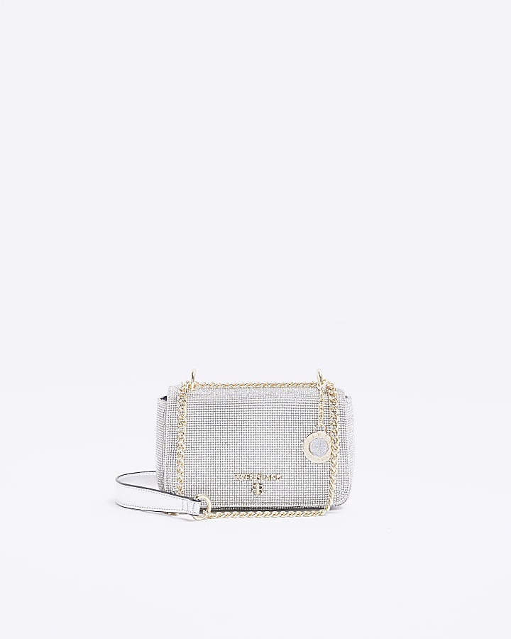 Silver embellished cross body bag