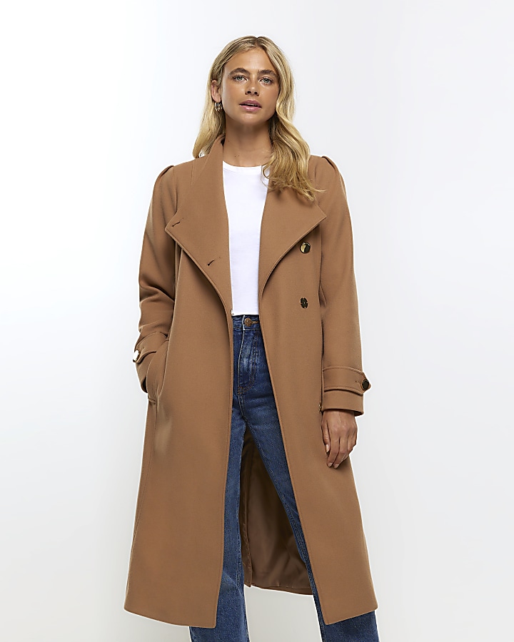 River Island Short Swing Coat - Brown