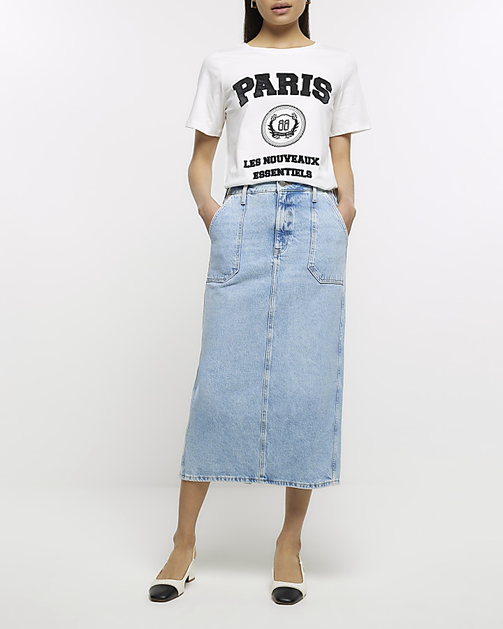 Denim maxi shop skirt river island