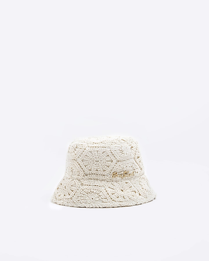 Cream crochet bucket hat