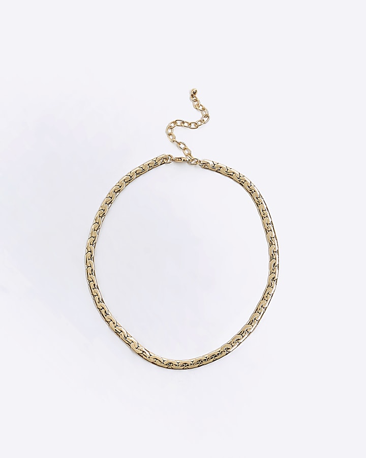 Gold flat chain necklace