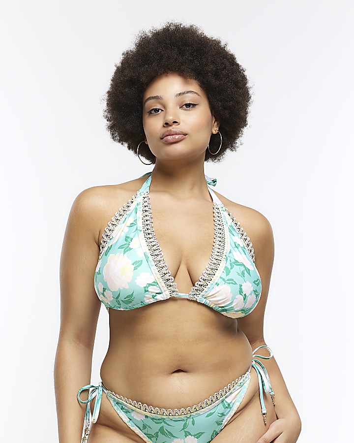Floral Triangle Bikini Top Fuller Bust Exclusive