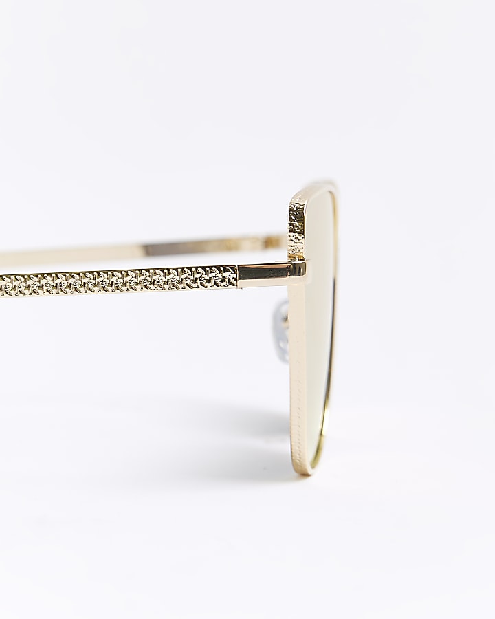 Gold winged metal cateye sunglasses