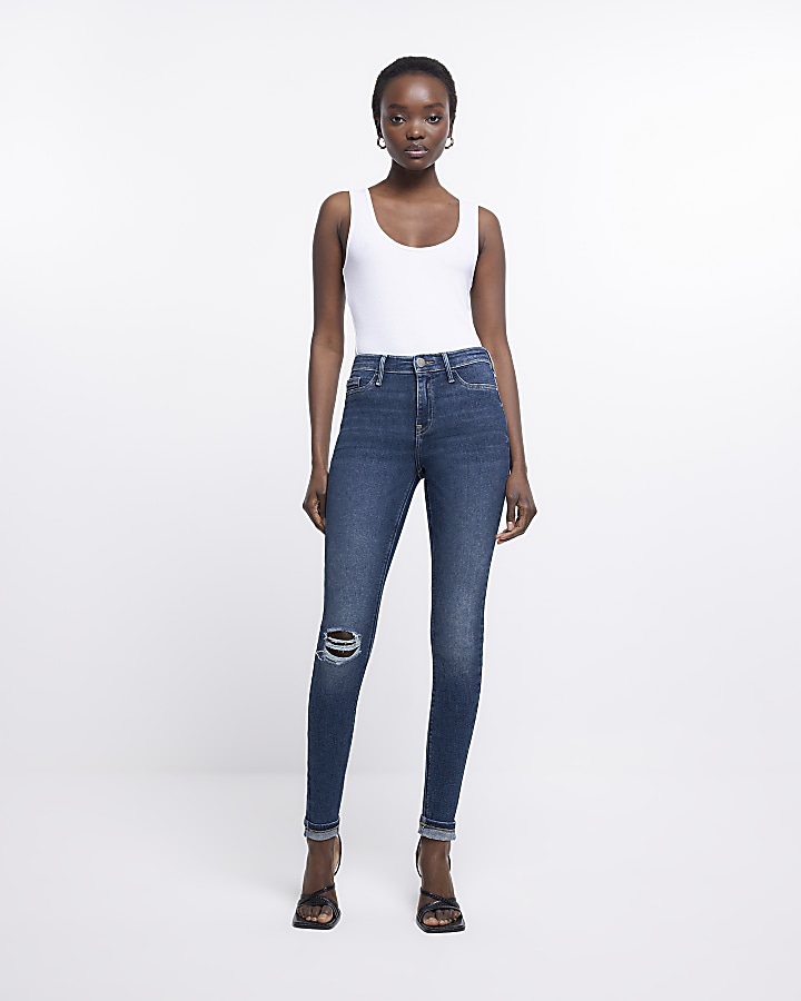 Blue Molly ripped mid rise skinny jeans