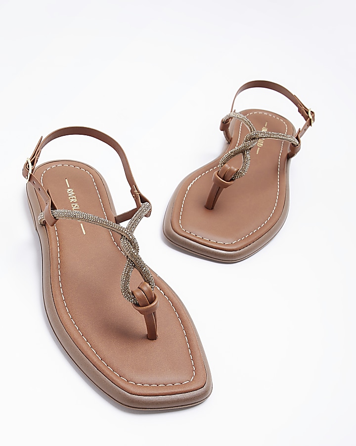 Brown embellished sandals