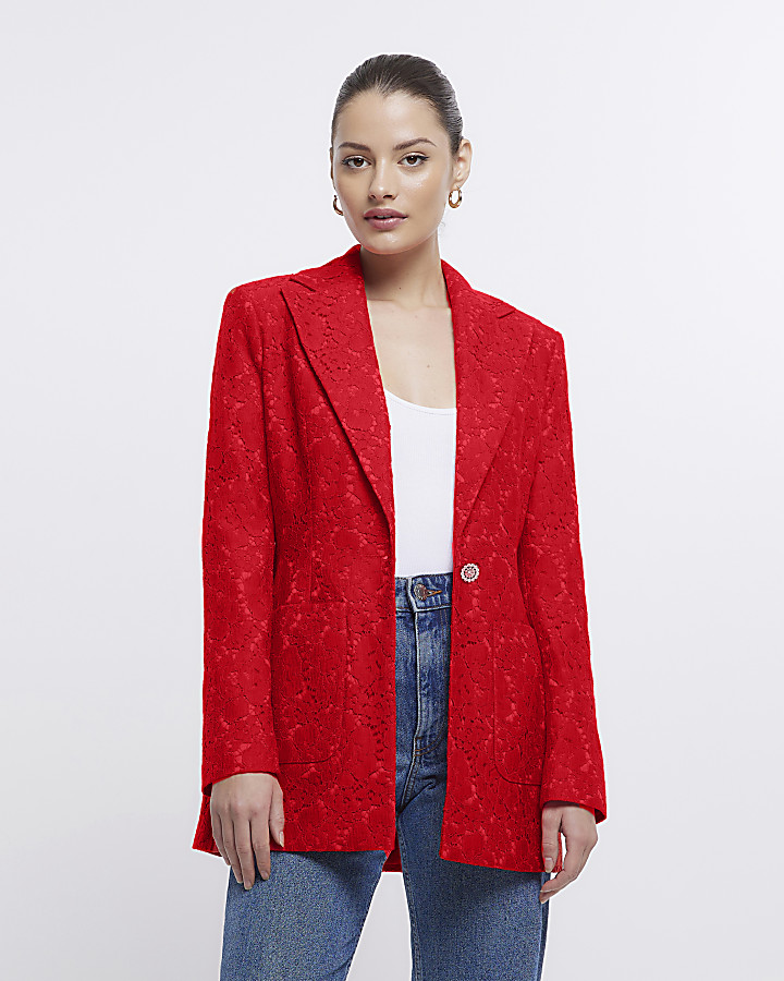 Red lace blazer