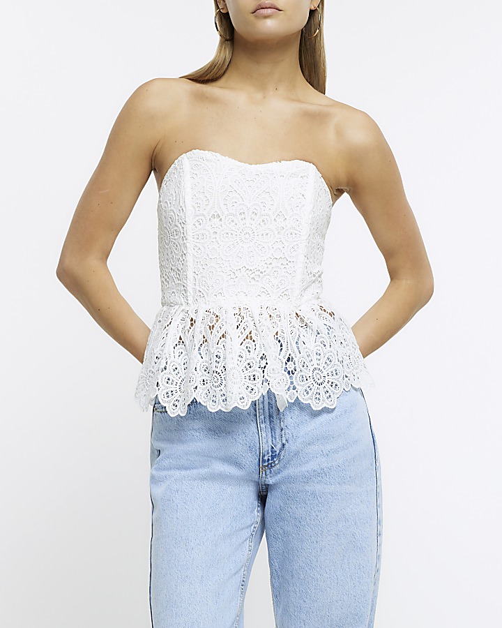 River island lace peplum hot sale top