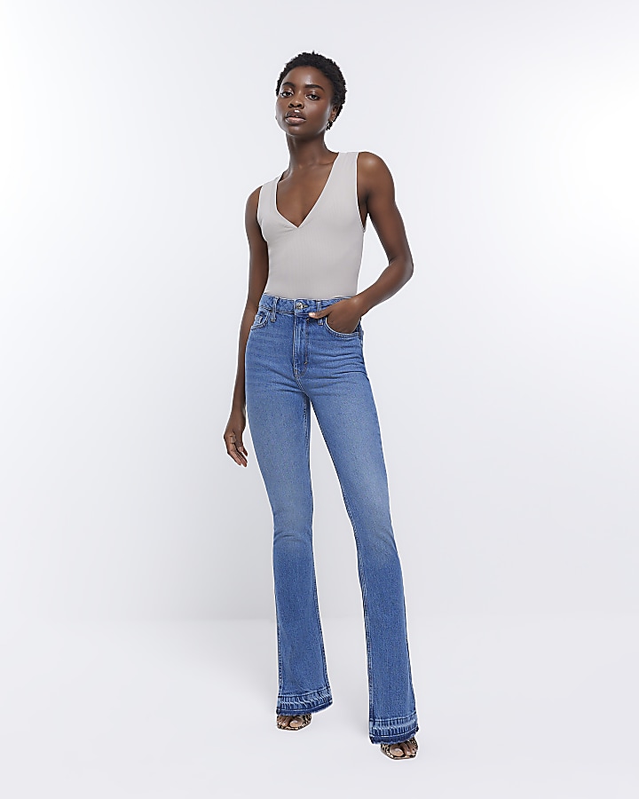 Flare You At High-Waisted Split Hem Pants