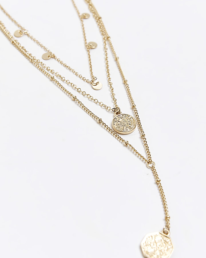 Gold Coin Multirow Necklace | River Island
