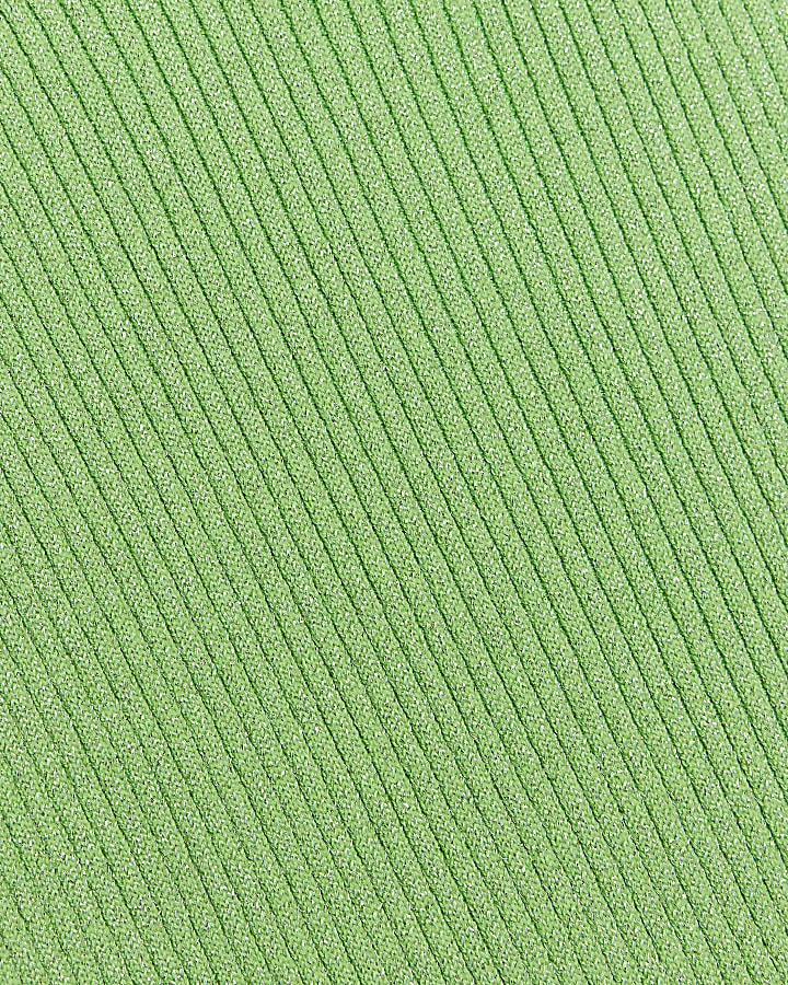 Green ribbed bodycon midi dress River Island