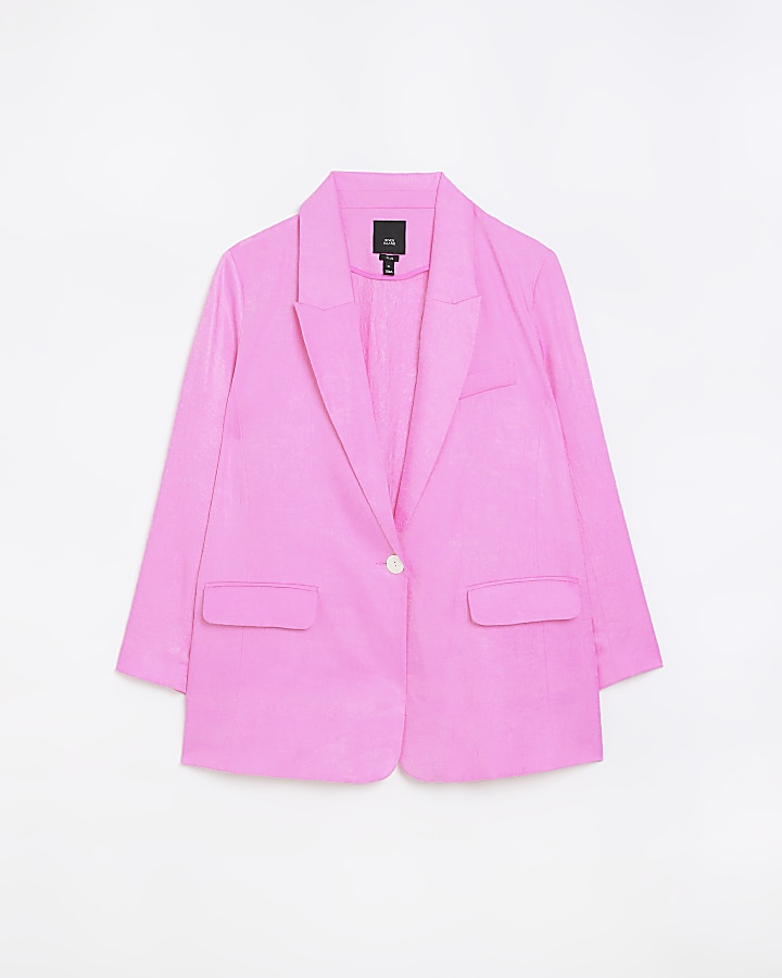 Plus pink long sleeve blazer