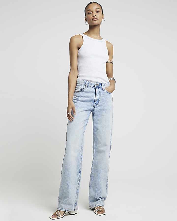 Relaxed Straight Jeans, Light Blue