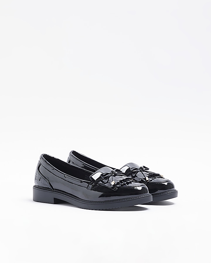 Black patent loafers River Island