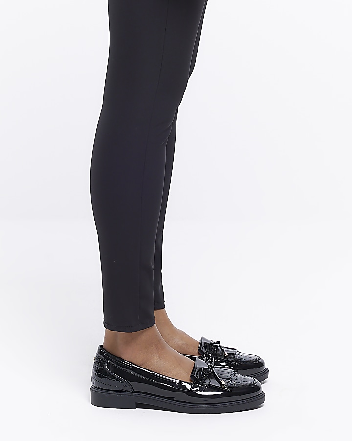 Black patent loafers River Island