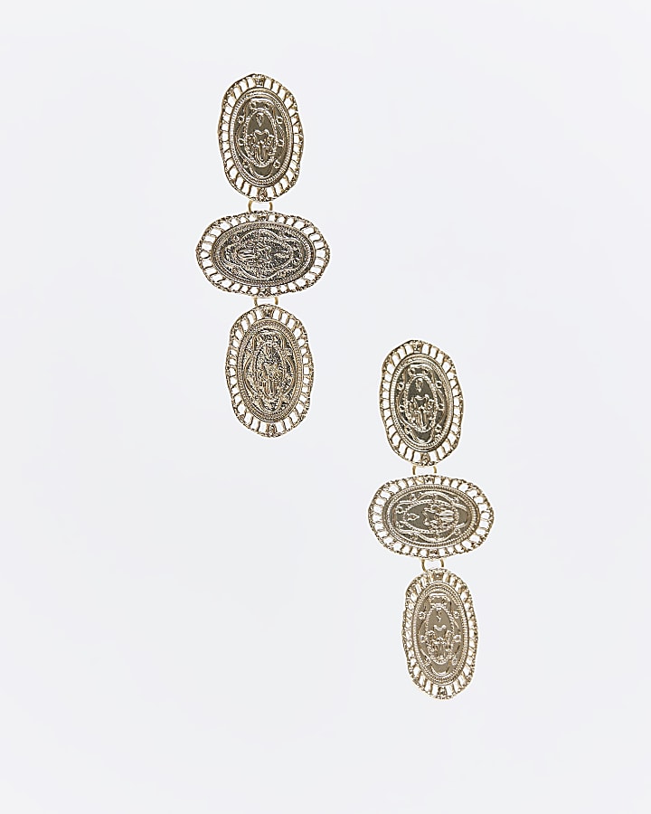 Gold coin drop earrings