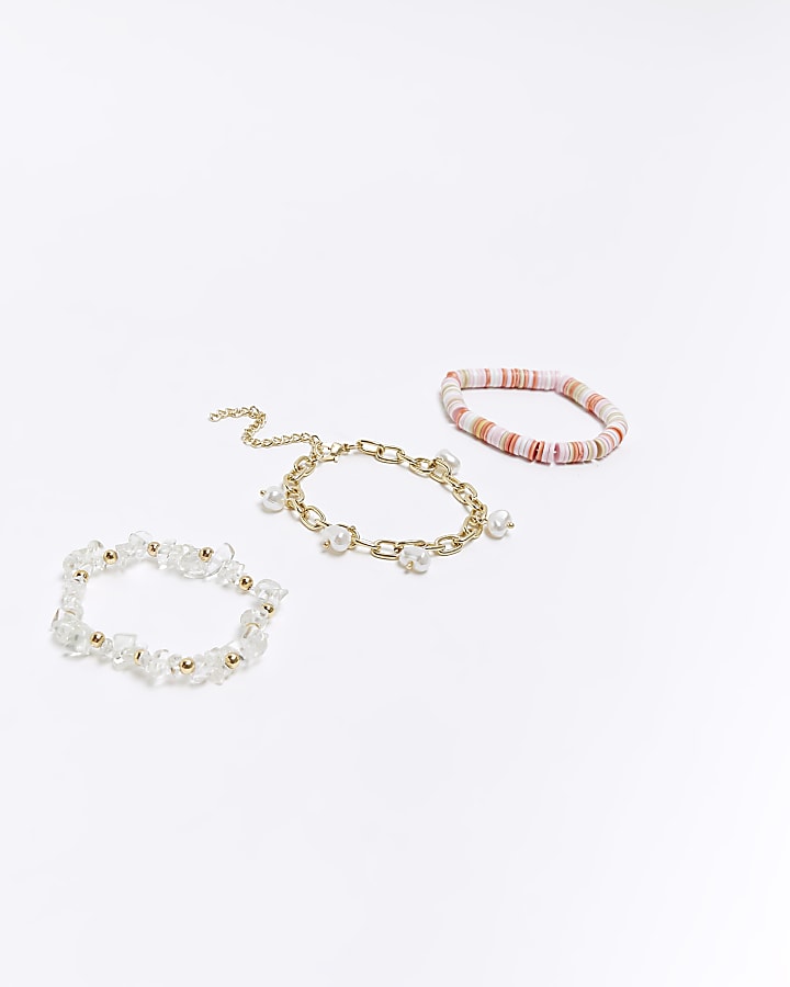 Pink beaded bracelet multipack | River Island