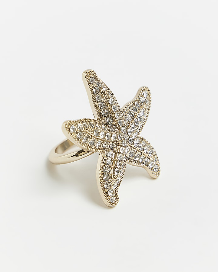 Gold starfish ring