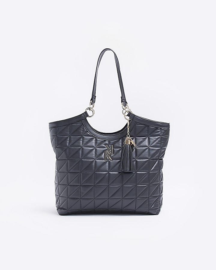 Black quilted shopper bag