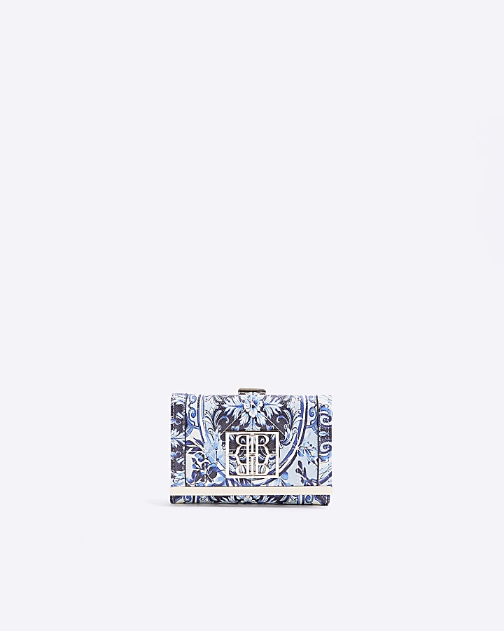 Blue baroque quilted purse