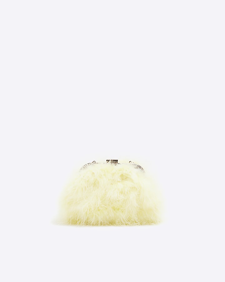 Yellow Feather Cross Body Bag