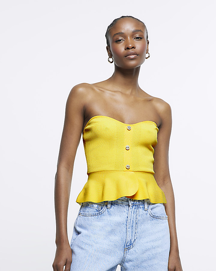 Yellow store bandeau top